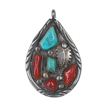 Angelita Cheama Zuni Sterling pendant with turquoise and coral - $123.75