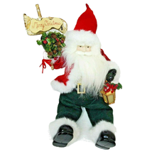 Musical Lantern Santa Sitter Wreath 17 Inch Vintage Christmas Figurine - £15.67 GBP