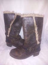 womens CATERPILLAR boots size 4 brown Leather Fur Lined Express Shipping - £39.71 GBP