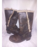 womens CATERPILLAR boots size 4 brown Leather Fur Lined Express Shipping - £39.79 GBP