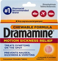 Dramamine Chewable Formula Motion Sickness Relief | Orange | 8 Count | Pack of 6 - £40.66 GBP