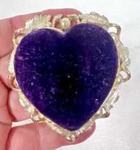 Vintage Silvertone Metal Purple Velvet Heart Shaped Pincushion Marked SF... - $340.74 MXN Vintage Silvertone Metal Purple Velvet Heart Shaped Pincushion Marked SF... - $340.74 MXN