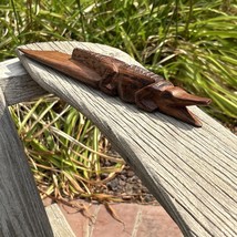 Vtg Alligator Carved Letter Opener Artisan Hand Carved Wood Cook Islands... - $19.18