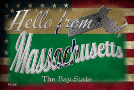 Hello From Massachusetts Novelty Metal Postcard - $15.95