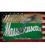 Hello From Massachusetts Novelty Metal Postcard - $21.81 CAD