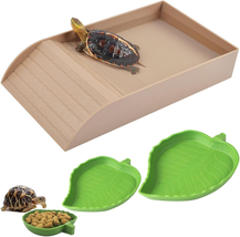 3Pcs Tortoise Food Dish with Ramp and Basking Platform Leaf Tortoise Wat... - $59.34 CAD