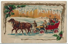 Antique Happy New Year Horse &amp; Buggy Embossed Postcard ~ Postmarked Dec ... - $39.99