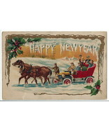 Antique Happy New Year Horse &amp; Buggy Embossed Postcard ~ Postmarked Dec ... - $54.60 CAD