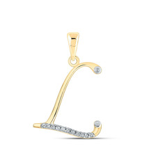10kt Yellow Gold Womens Round Diamond L Initial Letter Pendant 1/12 Cttw - £99.62 GBP