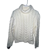 Harper Heritage Ivory Cable Chunky Knit Turtleneck Pullover Sweater Wome... - $146.08 MXN