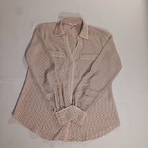 Candies RN#73277 Women's Peach & Black Roll Tab Sleeve Full Button Shirt Size XS image 15