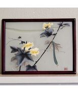 Chinese Silk Screen Embroidery Glass Inlaid Table Screen 16x12 Inch Framed - €255,32 EUR