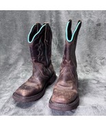 Justin Ladies Gypsy Raya Brown Teal Boots GY2900 Size 6.5B Cowgirl - $61.11 CAD
