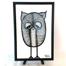 Vintage 1980s - Line Art Owl Sketch &amp; Paint 8.5&quot; x 12&quot; - Framed - Arturo, Mexico - £98.91 GBP