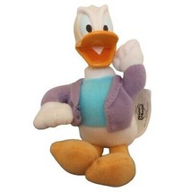 Disney Donald Duck 5.5&quot; Plush Body Plastic Head Action Figure Purple Vest VTG - £4.61 GBP