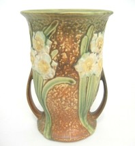 Roseville Two Handled Jonquil Vase 7&quot; Flared Base Low Handles Paper Label - £147.56 GBP