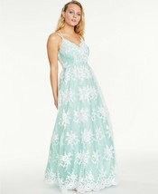 Say Yes to the Prom Juniors&#39; Embroidered Mesh Gown White/Mint Size 0 $169 - $46.74
