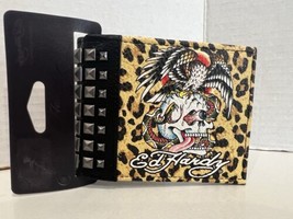 Ed Hardy Mens Wallet Tattoo with Studs Animal Print Tan NWT - £19.09 GBP