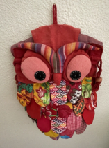 Owl Backpack Red Owl Bag  Handmade Multicolor Bag Magnetic Snap Closure - $20.00