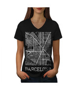 Spain City Barcelona Shirt Town Map Women V-Neck T-shirt - £10.38 GBP