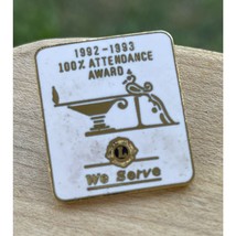 Lions Club Lapel Pin 1992-1993 100% Attendance Award We Serve 1&quot; - £15.01 GBP