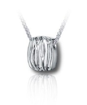 Sterling Silver Dune Cushion Funeral Cremation Urn Pendant for Ashes w/Chain - £234.44 GBP