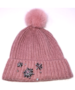 VICTORIAS SECRET Angel Blush Knit Hat POM POM PINK w/ Snowflake Rhinestone BLING - $19.99