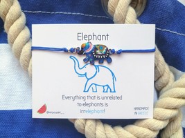 Blue Elephant Bracelet - Colorful African Charm, Natural Watercolor Design, Eye- - £11.02 GBP