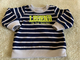 Just One You Boys Blue Gray Striped Legend In The Making Fleece Shirt 9 Months - £4.30 GBP