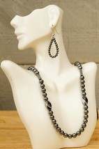 Costume Jewelry COLDWATER CREEK Glossy Beaded Hematite Necklace &amp; Earring Set - £27.69 GBP