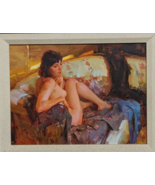 LOUIS ESCOBEDO - "RIPOSO" OIL PAINTING - RECLINING NUDE IMPRESSIONIST - $3,800.00