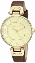 NEW Anne Klein 109168IVBN Womens Gold-Tone and Brown Leather Strap Analog Watch - £37.15 GBP