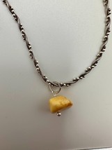 Sterling Silver Beaded Twist Chain Genuine Butterscotch Amber Pendant Necklace 1 - $64.35