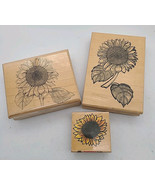 Sunflower Wood Mounted Rubber Stamps Set Of 3 Large Card Making Craft Jo... - $274.47 MXN