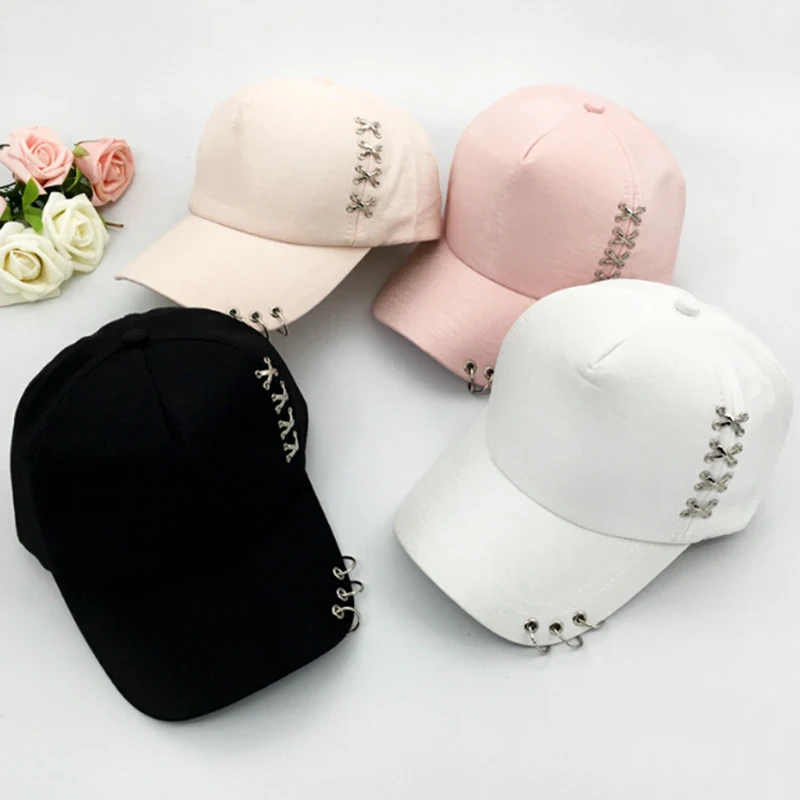 1pc korean-style Hip-Hop Hat baseball cap Piercing Ring Adjustable Cap Snapback - £12.28 GBP+