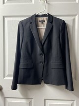 Ann Taylor Petites Blazer Womens Size 6P Black Notched Collar 2 Button Wool - £19.45 GBP