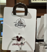 Disney Parks Mickey Mouse Faux Garnet January Birthstone Ring Silver Color New