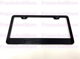 1x Cadillac script Carbon Fiber Style Stainless Black Metal License Plate Frame - £11.31 GBP