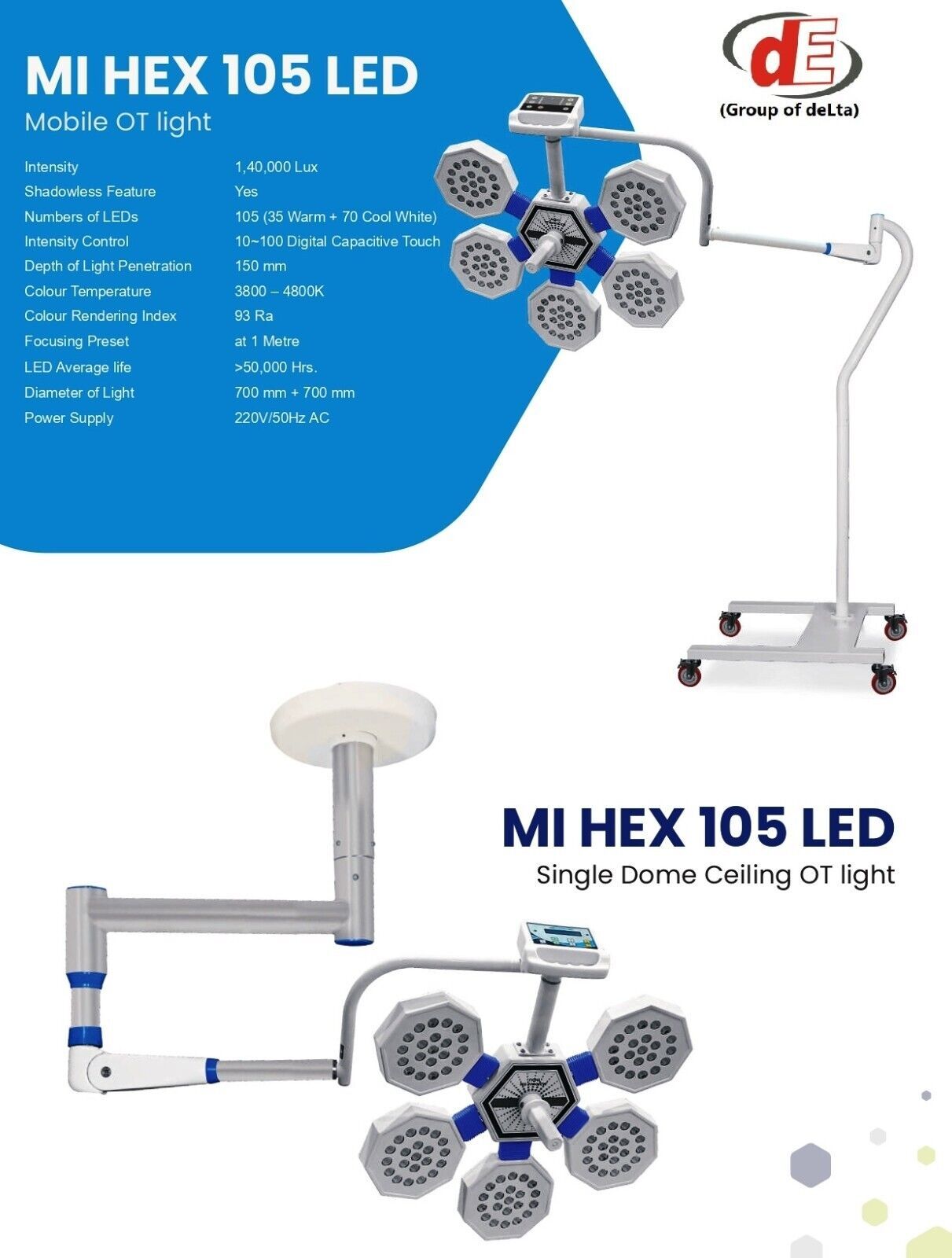 Single Dome Surgical LED OT Light Operation Theater Examination Mobile L... - $1,386.00