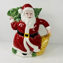 Vtg Santa Jolly St Nick Christmas Holiday Pitcher Made in Italy Large 10988 - £28.02 GBP