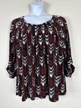 Worthington Womens Plus Size 2X Red Stripe Stretch Blouse 3/4 Sleeve - $17.99