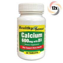 12x Bottles Healthy Sense Calcium 600MG With D3 Dietary Tablets | 30 Per Bottle - £18.86 GBP