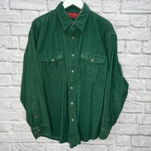 Allen Wickfield Mens Button Up Shirt Green Corduroy Size XL Outdoor - £23.07 GBP