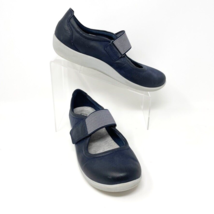 Clarks Cloudsteppers Womens Navy Blue Cushion Hook &amp; Loop Mary Janes, Size 9 W - £25.22 GBP