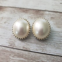 Vintage Marvella Clip On Earrings Faux Pearl with Halo Large - £14.15 GBP