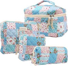 4Pcs Large Capacity Makeup Bag for Women Cute Portable Quilted Coquette Aestheti - £41.93 GBP