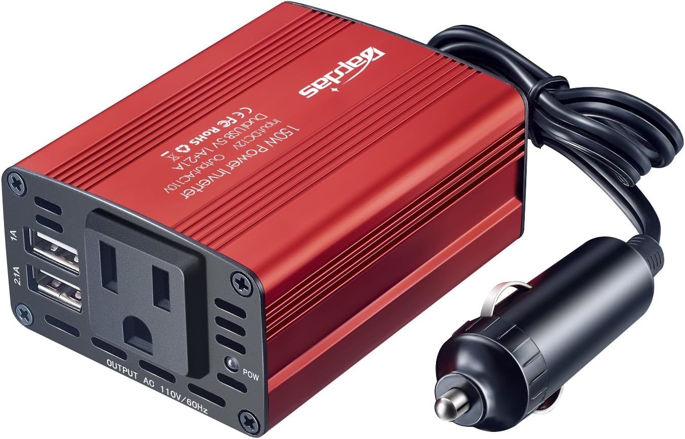 150W Power Inverter 12V To 110V Car Adapter Outlet To Wall Plug With 3.1... - $33.93