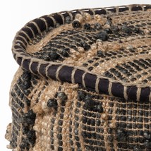 20" Natural And Black Geometric Cylindrical Jute Ottoman - $292.49