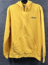 ADIDAS Hoodie Mens Medium Yellow Feel Cozy Pullover Sweatshirt Kangaroo ... - $23.32