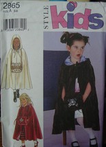 Sewing Pattern 2865 Girl&#39;s Hooded Cape &amp; Muff sizes 3-8 UNCUT Special Occasion - £5.58 GBP